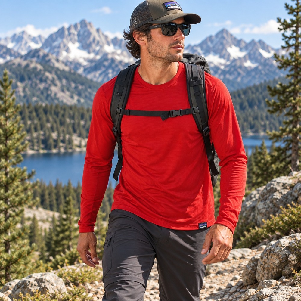 Patagonia Mens Capilene Cool Lightweight Shirt M Long Sleeve Base Layer Hiking